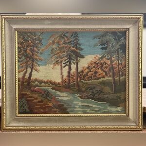 Boho Vintage Landscape Needlework framed